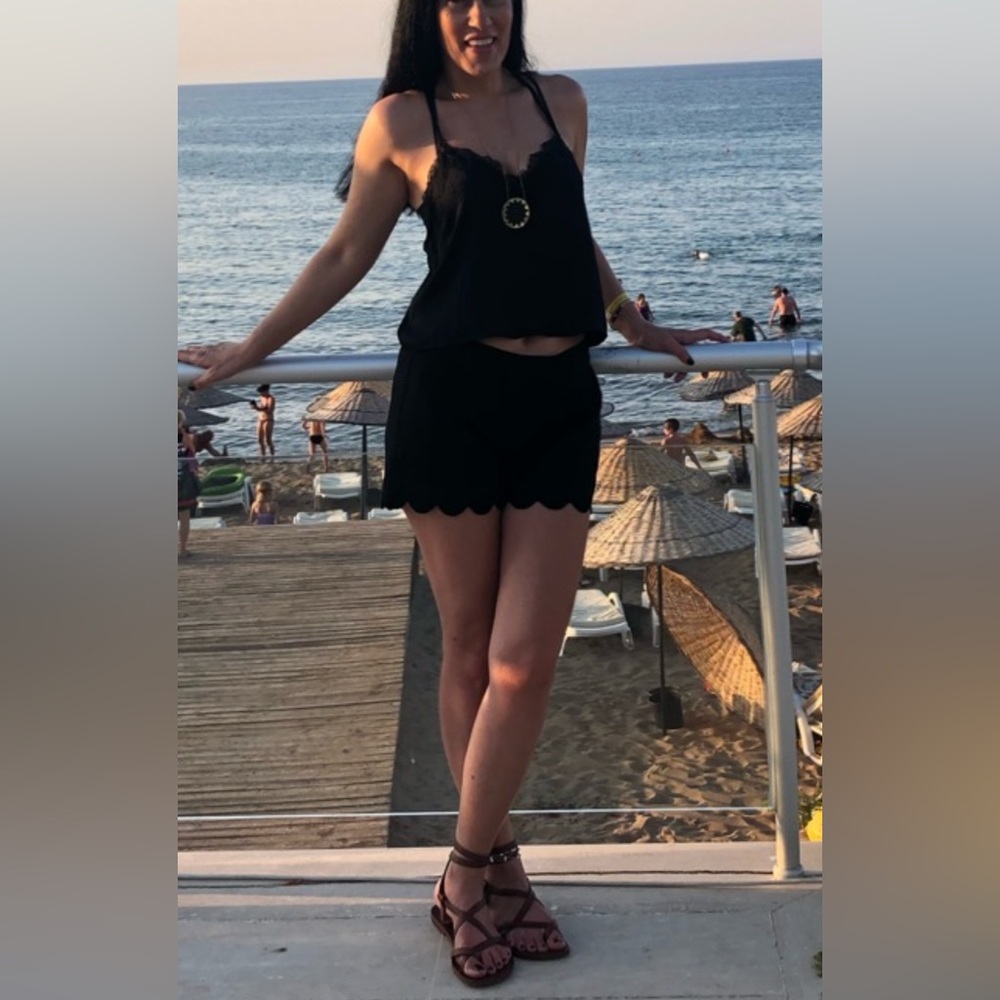 J. Crew High Waist Black Scalloped Shorts